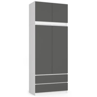 Kleiderschrank mit 90 cm Auszug LOTA – weiß/grau