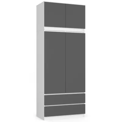 Kleiderschrank mit 90 cm Auszug LOTA – weiß/grau