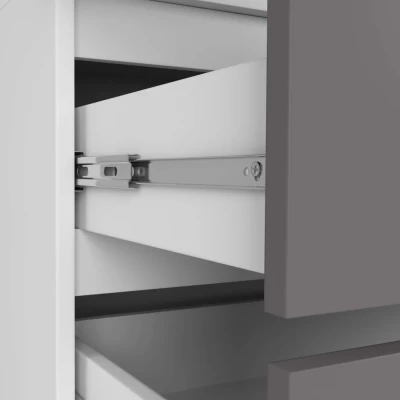Kleiderschrank mit 90 cm Auszug LOTA – weiß/grau