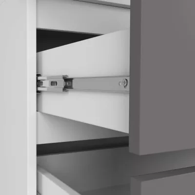 Kleiderschrank mit 90 cm Auszug LOTA – weiß/grau