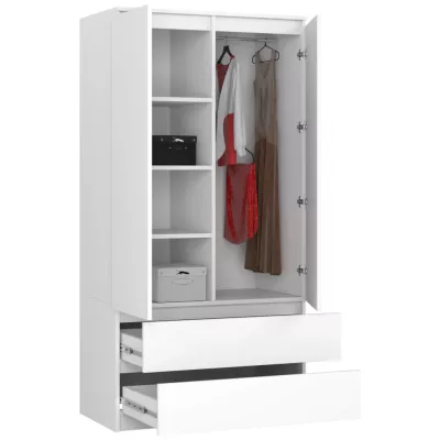 Kleiderschrank mit Schubladen 90 cm LOTA - weiß