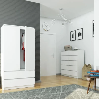 Kleiderschrank mit Schubladen 90 cm LOTA - weiß