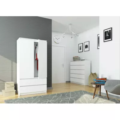 Kleiderschrank mit Schubladen 90 cm LOTA - weiß
