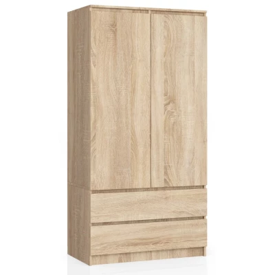 Kleiderschrank mit Schubladen, 90 cm, LOTA – Sonoma Eiche