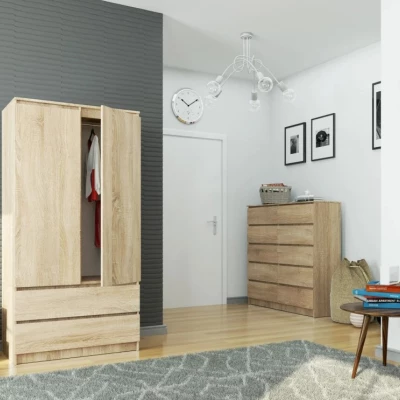 Kleiderschrank mit Schubladen, 90 cm, LOTA – Sonoma Eiche