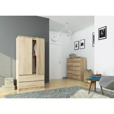 Kleiderschrank mit Schubladen, 90 cm, LOTA – Sonoma Eiche