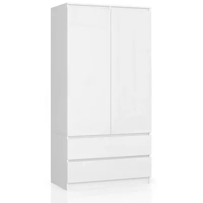 Kleiderschrank mit Schubladen 90 cm LOTA - weiß / glänzend weiß