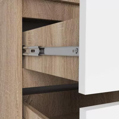 Kleiderschrank mit Schubladen, 90 cm, LOTA – Sonoma Eiche/Weiß
