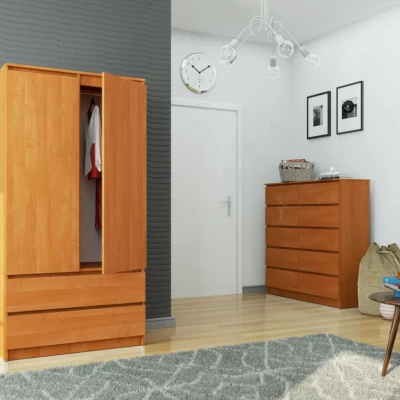 Kleiderschrank mit Schubladen 90 cm LOTA - Erle