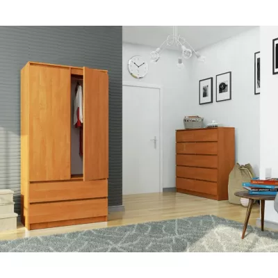 Kleiderschrank mit Schubladen 90 cm LOTA - Erle