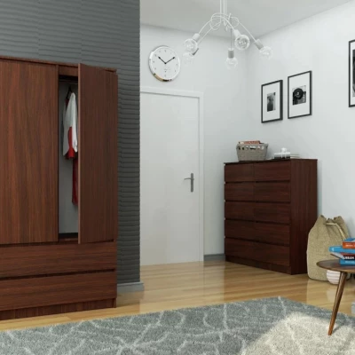 Kleiderschrank mit Schubladen 90 cm LOTA - Wenge