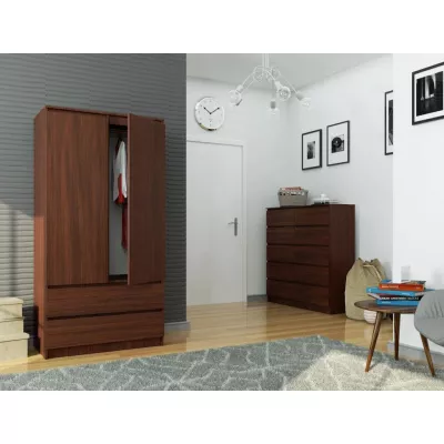 Kleiderschrank mit Schubladen 90 cm LOTA - Wenge