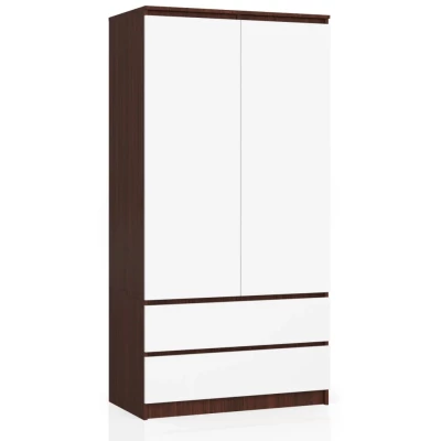 Kleiderschrank mit Schubladen, 90 cm, LOTA – Wenge/Weiß