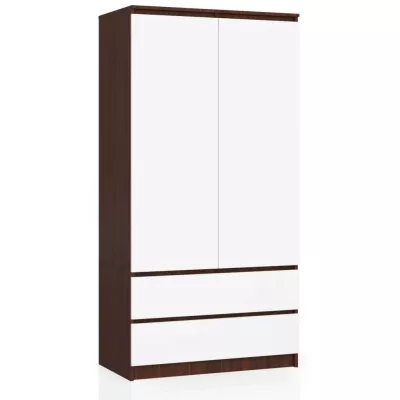 Kleiderschrank mit Schubladen, 90 cm, LOTA – Wenge/Weiß