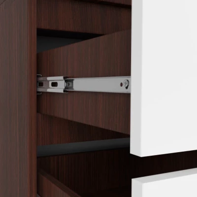 Kleiderschrank mit Schubladen, 90 cm, LOTA – Wenge/Weiß