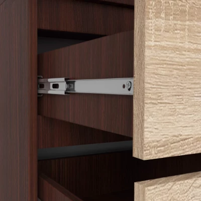 Kleiderschrank mit Schubladen, 90 cm, LOTA – Wenge/Sonoma Eiche