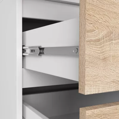 Kleiderschrank mit Schubladen 90 cm LOTA - weiß / Sonoma Eiche