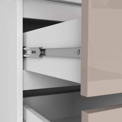 Kleiderschrank mit Schubladen, 90 cm, LOTA – Weiß/Cappuccino glänzend