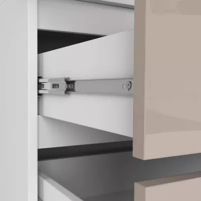 Kleiderschrank mit Schubladen, 90 cm, LOTA – Weiß/Cappuccino glänzend