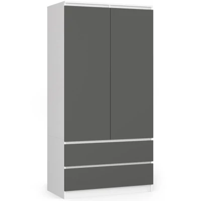 Kleiderschrank mit Schubladen 90 cm LOTA - weiß/grau