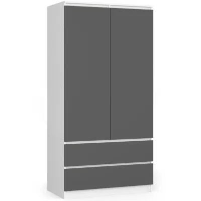 Kleiderschrank mit Schubladen 90 cm LOTA - weiß/grau