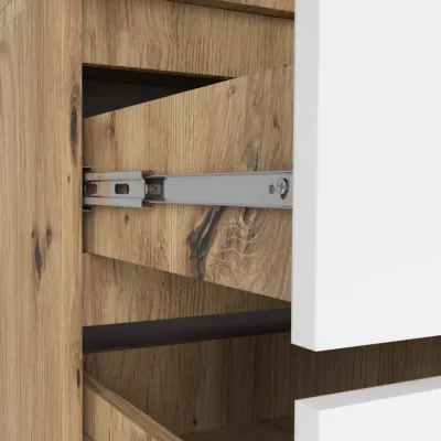 Kleiderschrank mit Schubladen, 90 cm, LOTA – Artisan Eiche / weiß