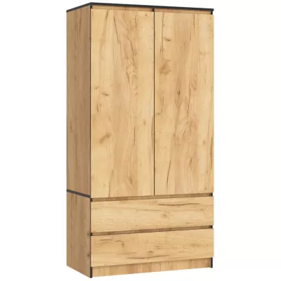 Kleiderschrank mit Schubladen, 90 cm, LOTA - Craft Eiche