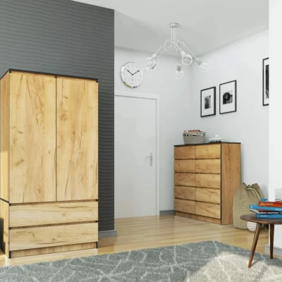 Kleiderschrank mit Schubladen, 90 cm, LOTA - Craft Eiche