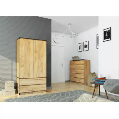 Kleiderschrank mit Schubladen, 90 cm, LOTA - Craft Eiche