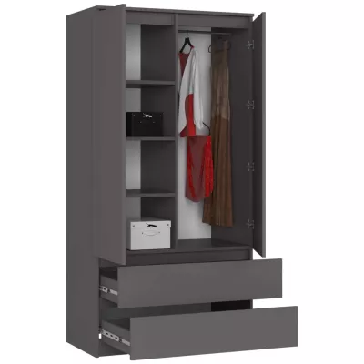 Kleiderschrank mit Schubladen 90 cm LOTA - grau