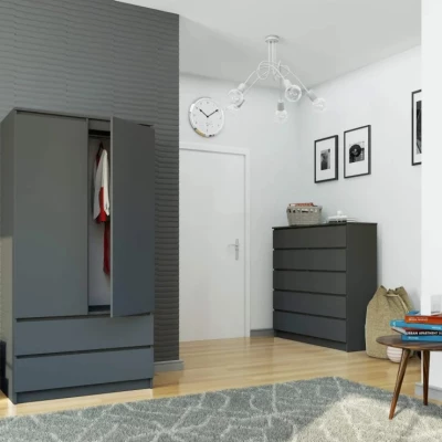 Kleiderschrank mit Schubladen 90 cm LOTA - grau