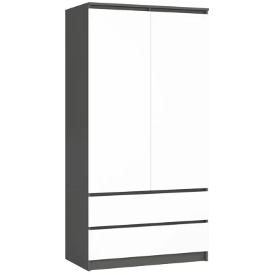 Kleiderschrank mit Schubladen 90 cm LOTA - grau/weiß