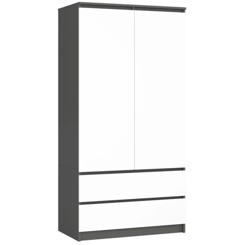 Kleiderschrank mit Schubladen 90 cm LOTA - grau/weiß