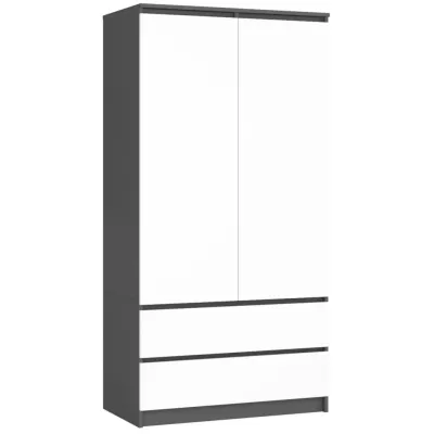 Kleiderschrank mit Schubladen 90 cm LOTA - grau/weiß