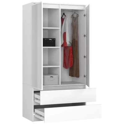 Kleiderschrank mit Schubladen und Spiegeln 90 cm LOTA - weiß