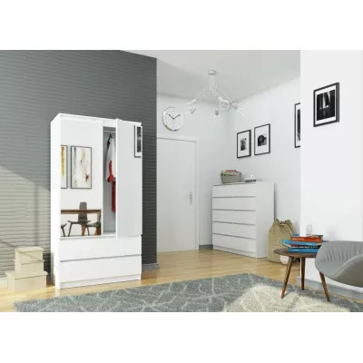 Kleiderschrank mit Schubladen und Spiegeln 90 cm LOTA - weiß