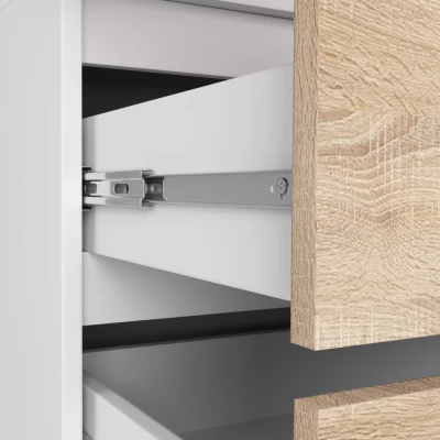 Kleiderschrank mit Schubladen und Spiegeln, 90 cm, LOTA – weiß/sonoma Eiche