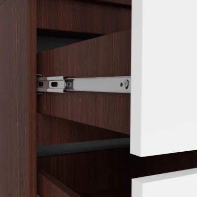 Kleiderschrank mit Schubladen und Spiegeln, 90 cm, LOTA – Wenge/Weiß