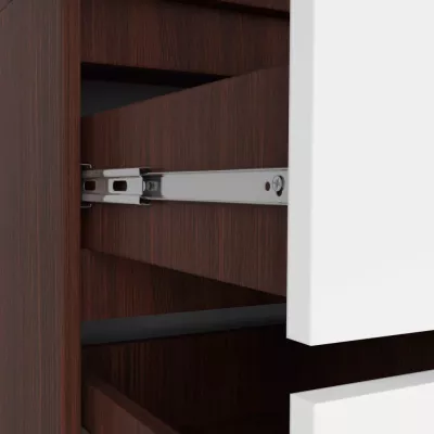 Kleiderschrank mit Schubladen und Spiegeln, 90 cm, LOTA – Wenge/Weiß