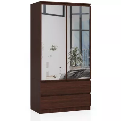 Kleiderschrank mit Schubladen und Spiegeln, 90 cm, LOTA - Wenge