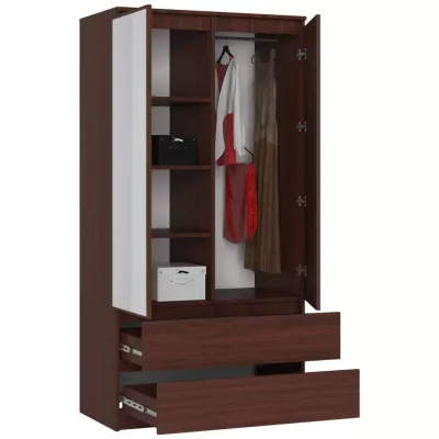 Kleiderschrank mit Schubladen und Spiegeln, 90 cm, LOTA - Wenge