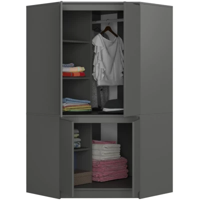 Eckkleiderschrank 100 cm LOTA - grau