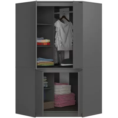 Eckkleiderschrank 100 cm LOTA - grau
