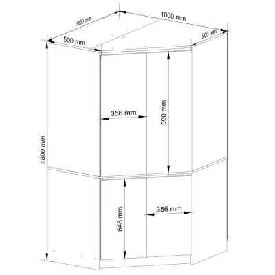 Eckkleiderschrank 100 cm LOTA - weiß