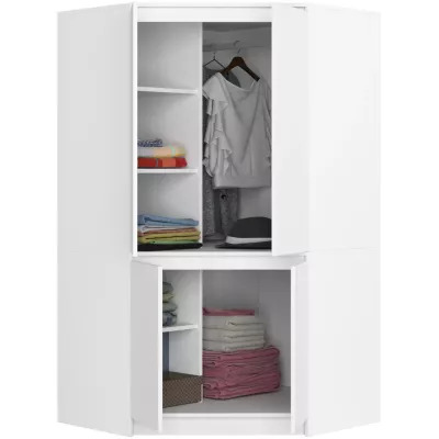 Eckkleiderschrank 100 cm LOTA - weiß