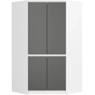 Eckkleiderschrank 100 cm LOTA - weiß/grau