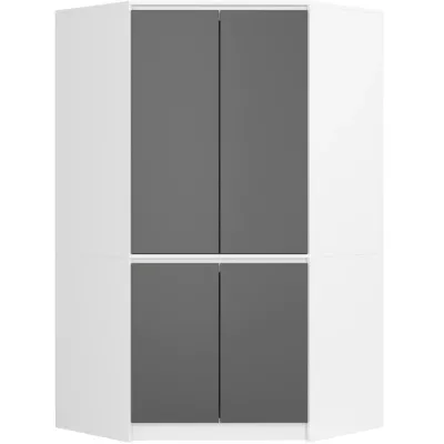Eckkleiderschrank 100 cm LOTA - weiß/grau