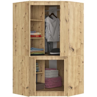 Kleiderschrank für die Ecke 100 cm LOTA - Artisan Eiche