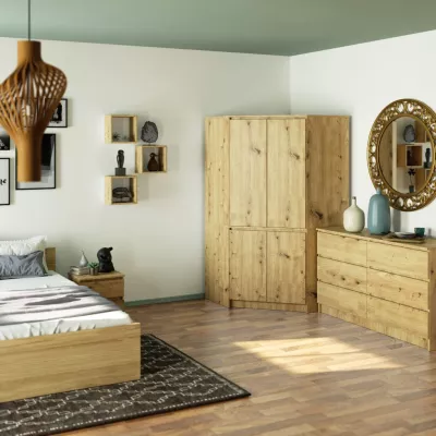 Kleiderschrank für die Ecke 100 cm LOTA - Artisan Eiche