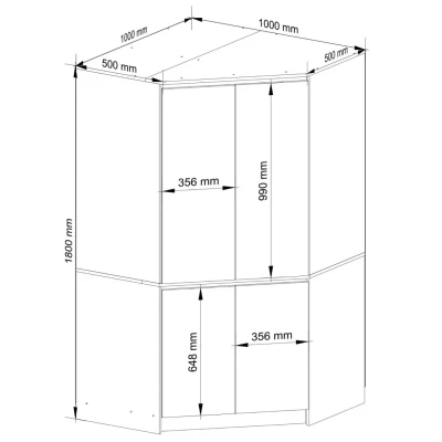 Eckkleiderschrank 100 cm LOTA - Artisan Eiche / weiß